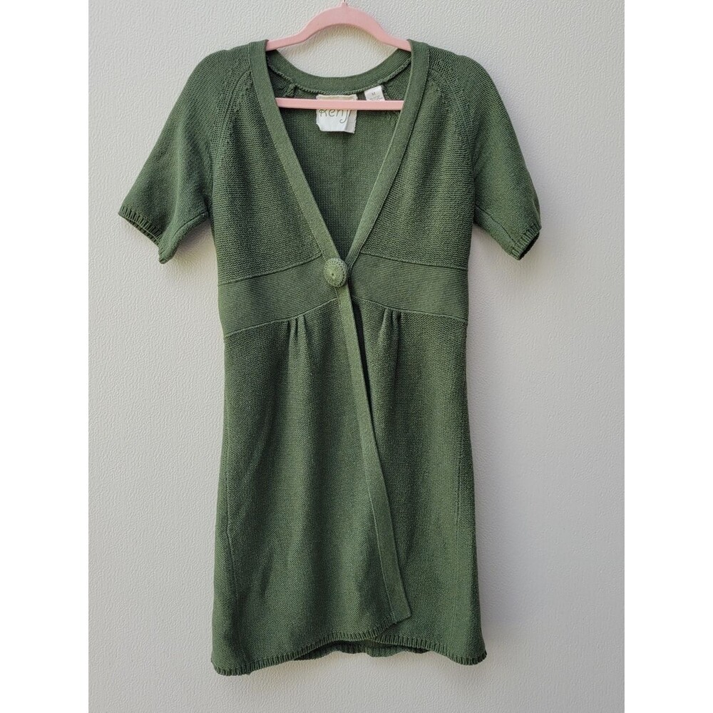 Kenji Dress Green Knit Short Sleeve Wrap Size M Women